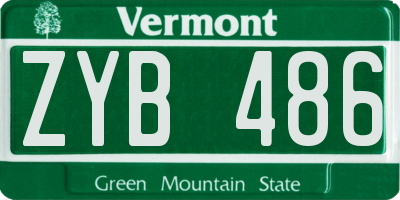 VT license plate ZYB486