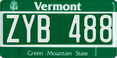 VT license plate ZYB488