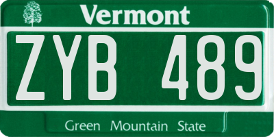 VT license plate ZYB489