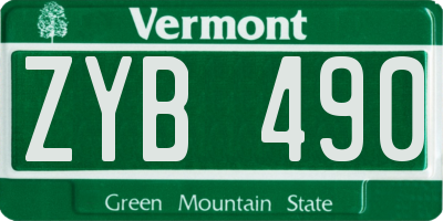 VT license plate ZYB490
