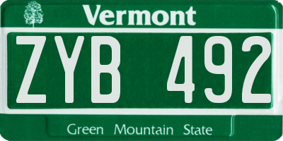 VT license plate ZYB492