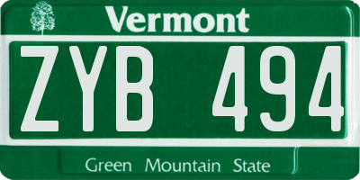 VT license plate ZYB494