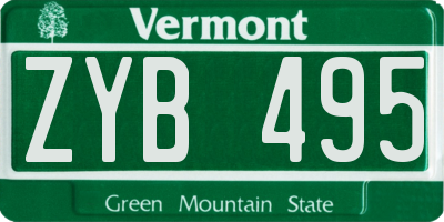 VT license plate ZYB495