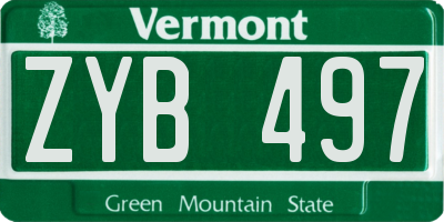 VT license plate ZYB497