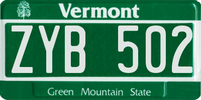 VT license plate ZYB502