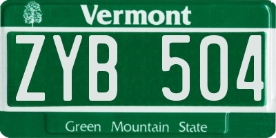 VT license plate ZYB504