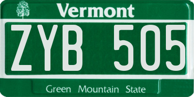 VT license plate ZYB505