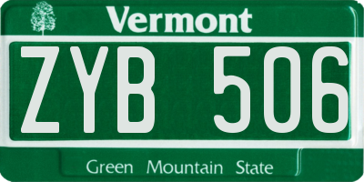 VT license plate ZYB506
