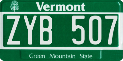 VT license plate ZYB507