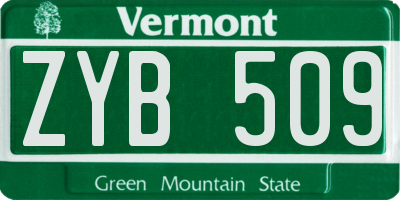 VT license plate ZYB509