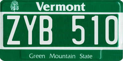 VT license plate ZYB510