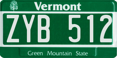 VT license plate ZYB512