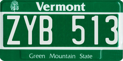 VT license plate ZYB513