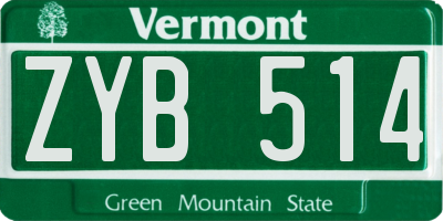 VT license plate ZYB514