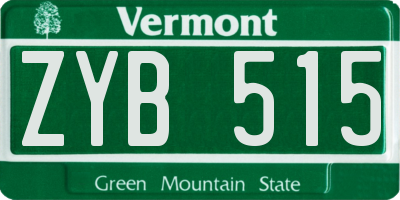 VT license plate ZYB515