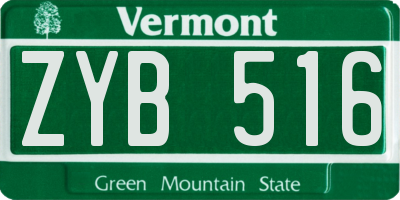 VT license plate ZYB516