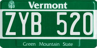 VT license plate ZYB520