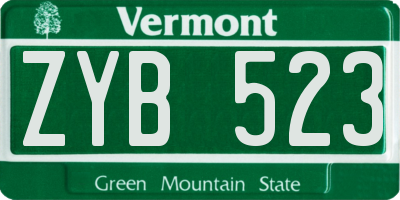 VT license plate ZYB523