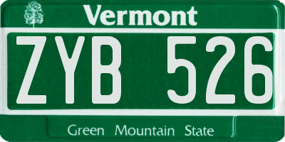 VT license plate ZYB526