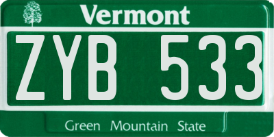 VT license plate ZYB533