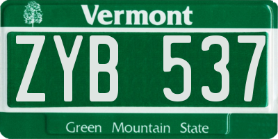 VT license plate ZYB537