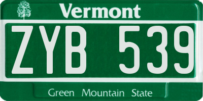 VT license plate ZYB539