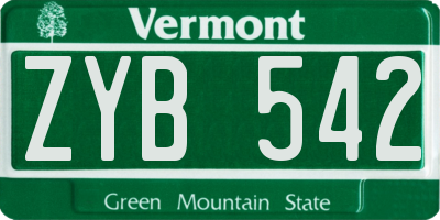 VT license plate ZYB542