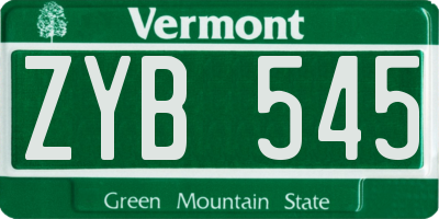 VT license plate ZYB545