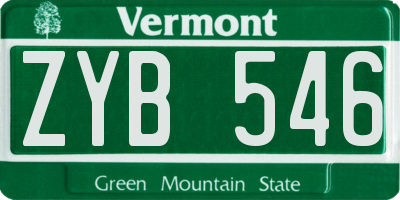 VT license plate ZYB546