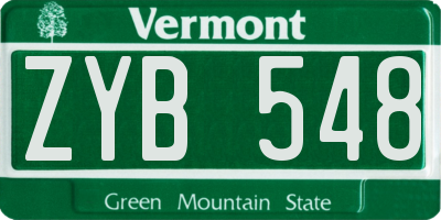 VT license plate ZYB548