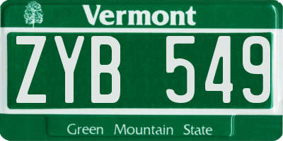 VT license plate ZYB549