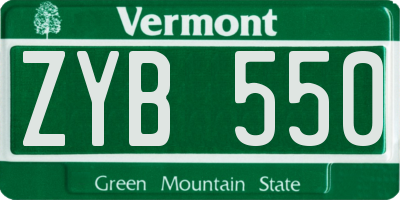 VT license plate ZYB550