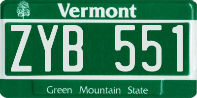 VT license plate ZYB551
