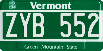 VT license plate ZYB552