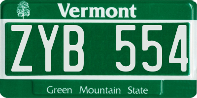 VT license plate ZYB554