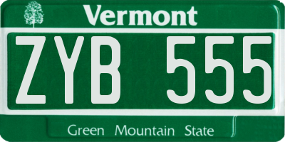 VT license plate ZYB555