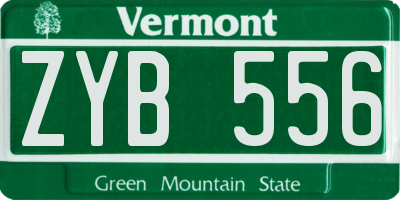 VT license plate ZYB556