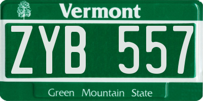 VT license plate ZYB557