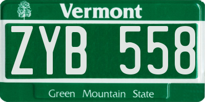 VT license plate ZYB558