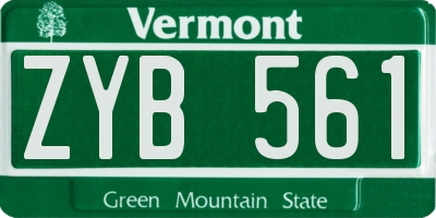 VT license plate ZYB561