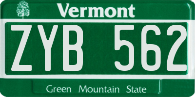 VT license plate ZYB562