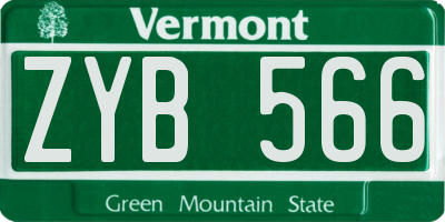 VT license plate ZYB566