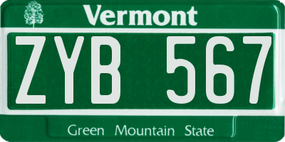 VT license plate ZYB567