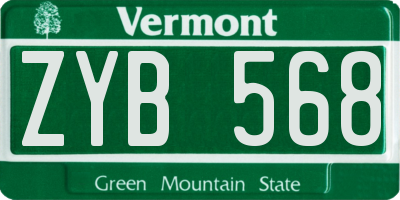 VT license plate ZYB568