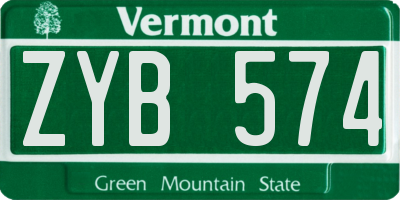 VT license plate ZYB574