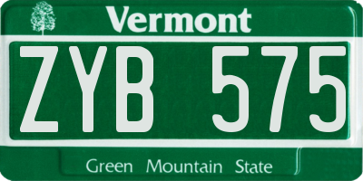 VT license plate ZYB575