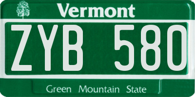 VT license plate ZYB580