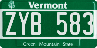 VT license plate ZYB583