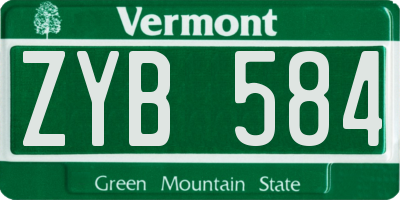 VT license plate ZYB584