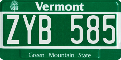 VT license plate ZYB585